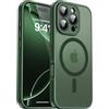 Natiiozie Cover Magnetica per iPhone 16 Pro Compatibile con MagSafe, Protezione Fotocamera Integrata Antiurto, Traslucida Opaca Posteriore Protettiva Case iPhone 16 Pro Custodia 6.1", Verde scuro