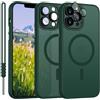 SouliGo Cover per iPhone 13 Pro Max Compatibile con MagSafe Verde Scuro | Magnetica Cover Custodia per iPhone 13 Pro Max Traslucida Opaca Posteriore Antiurto Protettiva Resistente ai Graffi