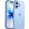 Natiiozie Magnetica Cover per iPhone 17, Compatibile con Mag Safe,Antiurto di Grado Militare,Protezione Completa Della Fotocamera,Anti-Graffio Custodia Traslucida Opaca-Blu