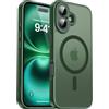 Natiiozie Cover Magnetica per iPhone 16 Compatibile con MagSafe, Protezione Fotocamera Integrata Antiurto, Traslucida Opaca Posteriore Protettiva Case iPhone 16 Custodia 6.1", Verde scuro