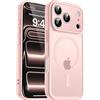 Natiiozie Magnetica Cover per iphone 17 pro max,Compatibile con Mag Safe [Antiurto Grado Militare] Custodia iphone 17 pro max Traslucida Opaca Posteriore Anti Graffio Protettiva Case,Rosa Chiaro