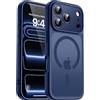 Natiiozie Magnetica Cover per iphone 17 pro max,Compatibile con Mag Safe [Antiurto Grado Militare] Custodia iphone 17 pro max Traslucida Opaca Posteriore Anti Graffio Protettiva Case, Blu Scuro