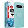 LeYi Cover Magnetica per Google Pixel 8 Pro con (Verde chiaro) | Custodia per Pixel 8Pro con Vetro Temperato Traslucida Opaca Anti-Impronte Resistente Antigraffi TPU Antiurto Protettiva Case