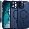 SouliGo Cover per iPhone 13 Pro Max Compatibile con MagSafe Blu Scuro | Magnetica Cover Custodia per iPhone 13 Pro Max Traslucida Opaca Posteriore Antiurto Protettiva Resistente ai Graffi