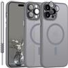 SouliGo Cover per iPhone 15 Pro Max Compatibile con MagSafe Grigio Titanio | Magnetica Cover Custodia per iPhone 15 Pro Max Traslucida Opaca Posteriore Antiurto Protettiva Resistente ai Graffi