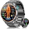 RUXINGX Smartwatch Uomo, Pressione Sanguigna, ECG/HRV, 1,45" AMOLED Display, Nero | Orologio Fitness, 30s Micro Check, 24H Sonno/Frequenza Cardiaca/SpO₂, AI, 70+ Sport, 5ATM, SOS & Chiamate, per Android & iOS