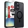 LeYi Cover Magnetica per Xiaomi Redmi A5 4G con 2 Vetro Temperato (Nero) | Custodia per Redmi A 5 Traslucida Opaca Anti-Impronte Resistente ai Graffi Paraurti in TPU Antiurto Protettiva Case