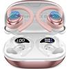 Hupoaf Cuffie Bluetooth 5.4 Sport, Auricolari con Ganci, ENC Mic, Oro Rosa | 28 Modalità EQ, 50 Ore Display LED, Driver 14,2 mm, Cancellazione Rumore, IP7 Impermeabili Cuffiette Running per iOS/Android