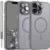 SouliGo Cover per iPhone 13 Pro Max Compatibile con MagSafe Grigio Titanio | Magnetica Cover Custodia per iPhone 13 Pro Max Traslucida Opaca Posteriore Antiurto Protettiva Resistente ai Graffi