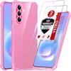 LeYi Cover per Samsung Galaxy A57 5G con 2 Vetro Temperato (Rosa) | Custodia Armor Clear Silicone Morbida Puro Soft TPU Gel Bumper Originale Slim Crystal Antiurto Case per Telefono Samsung A 57
