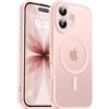 Natiiozie Magnetica Cover per iPhone 17, Compatibile con Mag Safe,Antiurto di Grado Militare,Protezione Completa Della Fotocamera,Anti-Graffio Custodia Traslucida Opaca-Rosa