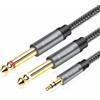 POSUGEAR Cavo Jack Mono 3.5 a 6.3 1M, Nylon Intrecciato 3.5mm Maschio a Doppio 6.35mm Maschio Audio Aux Cavo Compatibile con Tablet, PC, Cuffie con Altoparlante, Amplificatore