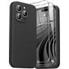 GOODVISH 3 in 1 Cover per iPhone 14 Pro Max Silicone per 6,7", con 2 Pezzi di Pellicola Protettiva, iPhone 14 Pro Max Custodia per Cellulare Antiurto Resistente 360° Protezione, Nero