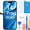 LL TRADER Schermo per iPhone 14 Pro OLED 6,1'' e Kit di Riparazione | Display FHD con 3D Touch e Digitalizzatore, Dotato di Nastro Adesivo Impermeabile e Pellicola Protettiva