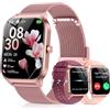 CASCHO Smartwatch Donna-3 Cinturino,1.85''HD Orologio Smartwatch Donna Acciaio con Chiamate/Notifiche WhatsApp, 120 Sportive Sonno Cardiofrequenzimetro SpO2 Contapassi, Smart Watch per Android iphone Samsung