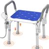 Luckfaith LC12 Sedia da Doccia con Schienale - Altezza Regolabile a 6 Livelli (55-68 cm), Seduta Antiscivolo con Schienale Imbottito, Sgabello Doccia per Anziani, Disabili e Donne in Gravidanza