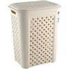 Tontarelli Arianna Cesta Portabiancheria, Modello Traforato, Plastica, Beige, 50 Litri