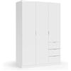 Dmora Armadio Guardaroba, 3 Ante + 3 cassetti-cm. 135 x 200 x 52, Bianco, Big