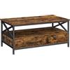 VASAGLE Tavolino da Salotto, con 2 Cassetti, 100 x 55 x 45 cm | Tavolino da Caffè, Ripiano Aperto, Struttura in Acciaio a Forma di X, Marrone e Nero, Collezione DAXTON LCT201B01
