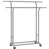 SONGMICS Stand Appendiabiti, Attaccapanni Estensibile con 4 Ruote, in Acciaio, Regolabile in Altezza e Larghezza, Grigio Tortora HSR012G01