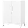 SONGMICS Armadietto in Metallo, Armadio a 2 Ante, con Serratura | Mobiletto Multiuso, Mobile da Ufficio in Acciaio, per Studio Soggiorno, Bianco Opaco, Collezione BEREND OMC013W01