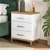 Dmora Comodino Chishiki 45x40x69h cm Bianco 3 Cassetti Un Ripiano, Apertura Scorrevole