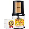 Bestron Tritatutto elettrico, tritatutto universale con due coltelli da taglio e capacità 500 ml, grande pulsante a pulsante, 400 Watt, collezione Black & Wood, colore: nero/legno