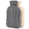 Carehabi Borsa Acqua Calda 2L Borsa dell'acqua Calda Grande | Boule Acqua Calda Calore Uniforme per Mano Piede Caldo, Grigio Scuro
