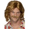 SMIFFYS Baffi e parrucca da attore super anni '70, marroni, media lunghezza Halloween