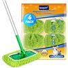 KEEPOW 4 Cuffietta Microfibra per Swiffer Lavapavimenti, asciutto & bagnato | Panni Catturapolvere per Swiffer Scopa, Chenille, 5× potere pulente, per Swiffer Wet, lavabili, con sacca per lavaggio