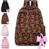 AUNGCSHE Zaino per la Scuola con Decorazione Fiocco Rimovibile, Zaino Ragazza Capiente, Zainetto Donna Kawaii per Studio Lavoro Viaggio (Marrone)