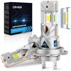 KOYOSO Lampadine LED H7 140W 64000LM per Auto Sostituzione per Alogena | 3‑Sided LED Chips&Wider Illumination,1:1 Size Design,6500K Bianco,High‑Speed Cooling Fan,CANBUS Ready,Plug&play,IP68,2PCS