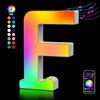 Kangtaixin Lettere Luminoso con USB, APP Controllo Luci LED di Lettera Alfabeto, Figura a Cuore con Luce Colorate RGB per Decorazione e Atmosfera, Luci Notturne Scrivania, Compleanni, Matrimoni, Vetrine - F