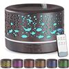 Hianjoo 700 ml Diffusore di Oli Essenziali, Umidificatore Ultrasuoni Aromaterapia Diffusore di Aromi con 7 Colori LED Luce Notturna, Purificatore Aria, Profumazione Ambiente SPA,Yoga (Marrone Scuro)
