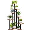 HOOBRO Scaffale per Piante da 7 Livelli, Porta Piante da Interno Angolare Alto 120 cm, Portavasi da Interno Quadrato, per Soggiorno, Balcone e Patio, Marrone Vintage e Nero EBF01HJ01