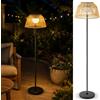 DJGIFI Lampada da Terra Solare 3 Altezze, Corda Nylon IP44, Luce Calda | 3000K | 51.5/84.5/117.5cm Regolabile | φ30cm | Ferro + Corda Nylon Sensore Crepuscolare 2.3kg Senza Cavo Giardino Terrazza