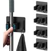 HOMEASY Portascope da Muro Adesivo 4 Pezzi, Acciaio Inox, Nero | Senza Perforazione, per Cucina, Bagno, Giardino