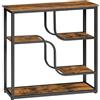 HOOBRO Consolle da Ingresso 5 Ripiani, Tavolo da Divano Industriale, Design Stretto per Corridoio, Struttura in Metallo e Pannello Effetto Legno, Marrone Vintage e Nero EBF69XG01