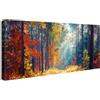 HALFLEMART Stampa su tela con cornice Fantasia Foresta Albero Sole Pittura Quadri su tela Autunno Natura Paesaggio Quadri Moderni Poster Stampe da Parete Soggiorno Camera da Letto Ristorante 50x120cm