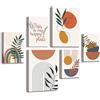 HALFLEMART 6Pcs Stampa su tela Con Cornice Colorato Pittura Foglie Astratte Arancioni Verdi Quadri su tela Poster Sole e luna Geometrici Quadretti Quadri Moderni Soggiorno Camera da letto 30x40cmx2+20x30cmx4