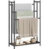 HOOBRO Portasciugamani da Terra, Portasalviette Bagno a 3 Livelli con Ripiani a Scala, Base in Rete con Piedini Regolabili, Scaffale Multiuso per Bagno e Casa, Nero EBK09LB01