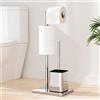 susswiff Porta Carta Igienica da Terra con Scopino - Acciaio Inox - Piantana Portarotolo Cartaigienica con Spazzolino WC Senza Forare, in Piedi (Argento Lucido)