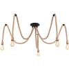 MAXDUYU Lampadario a Sospensione Industriale,5 Teste, Corda di Canapa E27 per Soggiorno,Cucina,Sala da Pranzo,Bar,Caffè, Ristorante