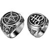 OIDEA Anello Baphomet Lucifero Satan: Anello Satanico con Testa di Capra e Pentagramma Gioiello Gotico in Acciaio Inossidabile - Regalo Battesimo Uomo Donna Argento