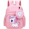 Aucuu Zainetti per Bambini, Zaino Bambina Scuola Elementare, Zainetto per Ragazze Grande Capacità, Leggero Elementare Zaino Multi Scomparto per Viaggi Campeggio, Unicorno rosa chiaro