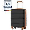 COOLIFE Valigetta per cabina Ryanair, 55 x 35 x 20 cm, leggera, con serratura TSA e 4 ruote spinner, nero/marrone, 55X40X20cm, Valigetta per cabina