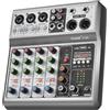 Aveek Mixer Audio 5 Canali con Interfaccia di Registrazione PC - Soundboard | Alimentazione Phantom 48V, Riproduzione Bluetooth e USB, Effetti Eco e Delay - Mixer DJ per Streaming, Podcast e Studio
