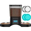 HoneyGuaridan Distributore Automatico Cibo Gatti con Programmable Timer | 3.5L dispenser crocchette gatto, 2 ciotole in acciaio inox 304 e 2 ciotole slow feed, 1-6 pasti/giorno, 1-24 porzioni/pasto