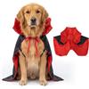 QEEYON Mantello da Vampiro - Costume di Halloween per Cani e Gatti, L | Colletto alto e Spalline Elastiche. Adatto a Cani di Taglia Grande per Halloween, Festival e Servizi Fotografici, 60 cm