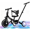 VITONIS Triciclo 5 in 1 per bambini dai 18 mesi ai 3 anni, con ruote lampeggianti, maniglione di spinta, schienale e cintura di sicurezza, regalo per bambini e bambine, bicicletta senza pedali, nero